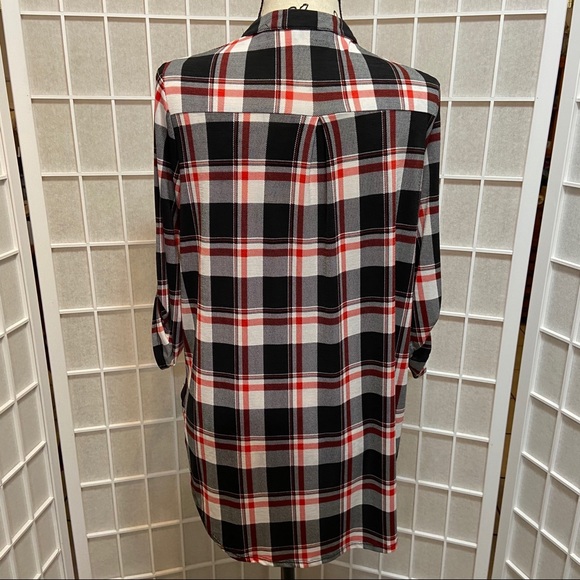 My Heart Size M Plaid Long Sleeve High Low Top - Picture 3 of 5